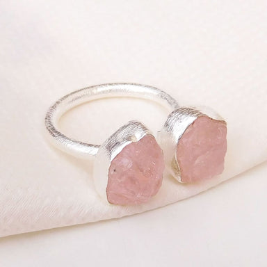 rings Natural Raw Pink Morganite Adjustable Ring Brush finish Matte finish,Nickel Free,Handmade Jewelry - by Adorable Craft