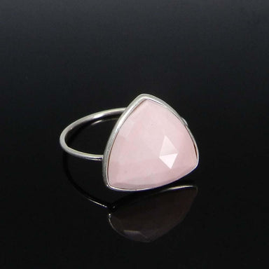 rings Natural Pink Opal Trillion Gemstone Silver Bezel Ring - Rings - Stone - Handmade Jewelry - by Ishu gems