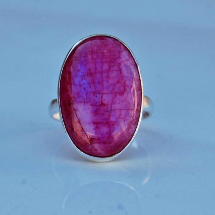 rings Natural Pink Silver Oval - by Subham Jewels