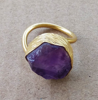 Natural Purple Amethyst Birthstone Stackable Ring - By Krti Handicrafts