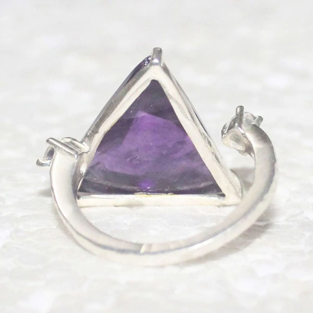 Natural Purple Amethyst Gemstone 925 Sterling Silver Jewelry Ring Handmade Gift - by Zone