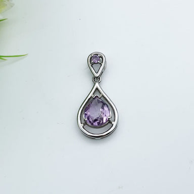 Natural Purple Amethyst Gemstone Studded In 925 Sterling Silver Handmade Jewelry Pendant Gift For Women - By Jewelrybyshreya