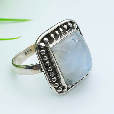 Natural Rainbow Moonstone Gemstone Studded in 925 Sterling Silver Handmade Jewelry Ring Gift for Women - by Jewelrybyshreya