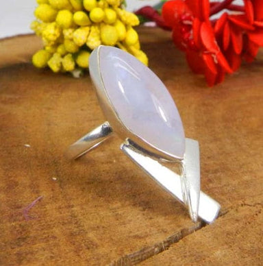 Natural Rainbow Moonstone Ring High Polished - by Nehal Jewelry