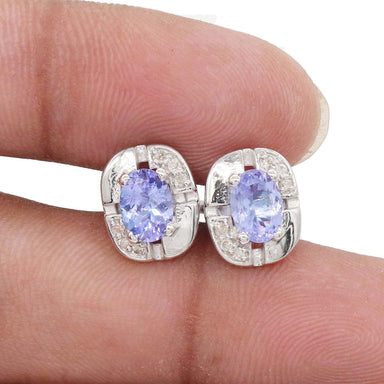 cufflinks Natural & Real Diamond Tanzanite 925 Solid Sterling Silver Cuff links Wedding Jewellery christmas gift party wear - by Vidita 