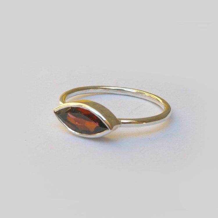 rings Natural Red Garnet Marquise Cut Ring Birthstone Minimalist - 5 by Finesilverstudio Jewelry