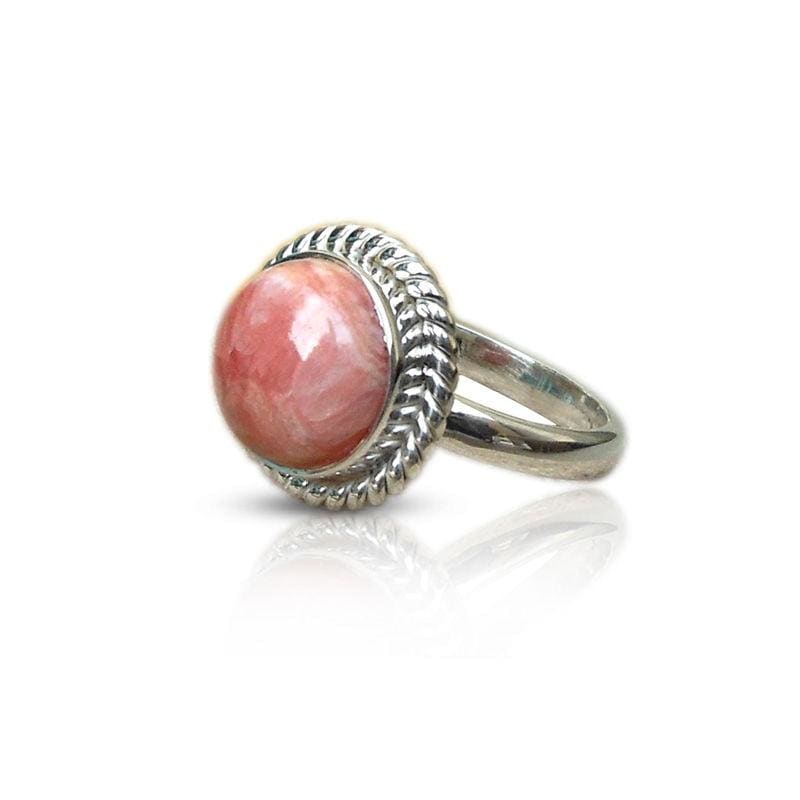 Ring Natural Rhodochrosite 925 Silver Jewelry Gift for her - by Finesilverstudio