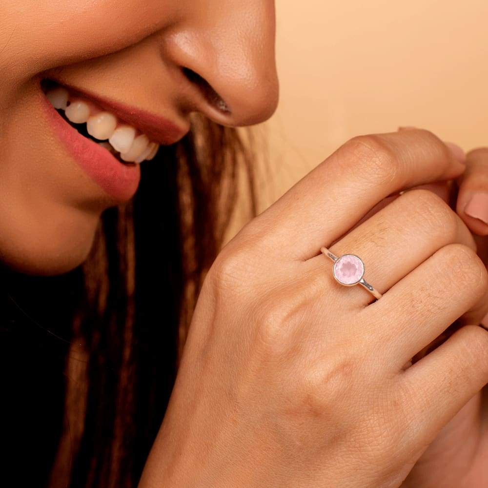 Rings Natural Rose Quartz Handmade Ring Engagement ring Solid 925 Sterling Silver Gemstone jewelry - by jaipur art jewels