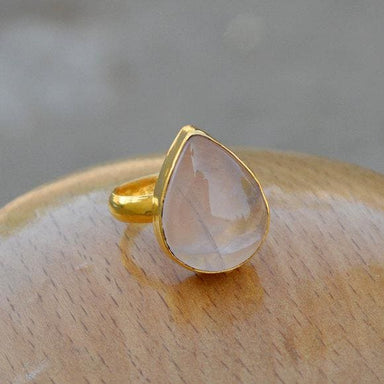 Rings Natural Rose Quartz Sterling Silver Yellow Gold Finished Gift Ring Birthstone