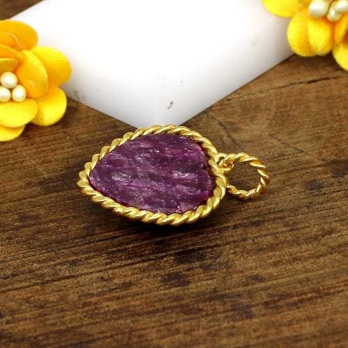 pendants Natural Ruby Corundum Gemstone Pendant Necklace - by Ishu gems