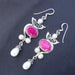 Natural Ruby Pearl 925 Sterling Silver Dangle Drop Earrings jewelry - by Vidita Jewels