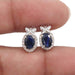 earrings Natural Sapphire diamond Handmade 925 Solid Sterling Silver Stud Earrings Wedding Jewelry - by Vidita Jewels