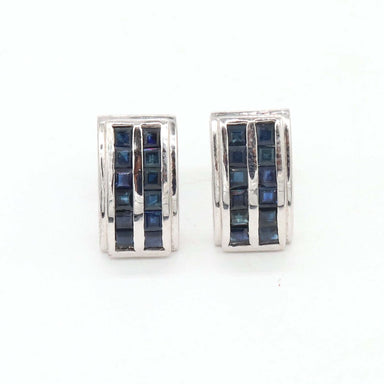 earrings SALE! 1.85 cts Natural Sapphire Handmade 925 Solid Sterling Silver Stud Earrings Wedding Jewellery - by Vidita Jewels