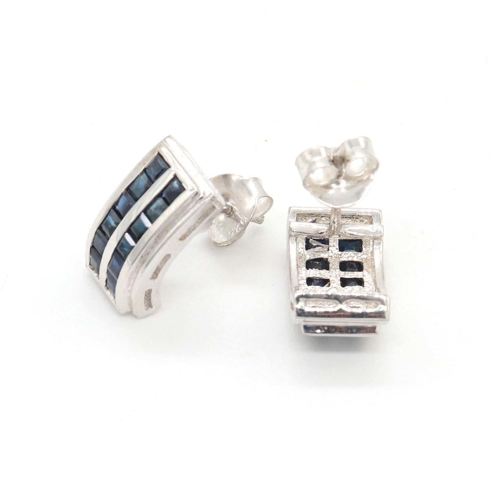 earrings SALE! 1.85 cts Natural Sapphire Handmade 925 Solid Sterling Silver Stud Earrings Wedding Jewellery - by Vidita Jewels