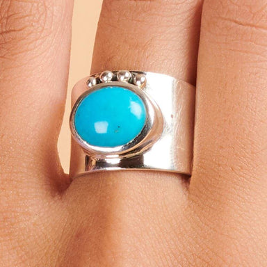 Rings Natural Sleeping Beauty Turquoise (Arizona Turquoise) gemstone 925 Sterling silver Ring Arizona Fashion Handmade Jewelry Gift - by 