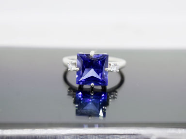natural tanzanite ring handmade jewelry wedding anniversary gift violet 925 sterling silver gemstone halo - by jaipur art jewels