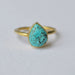 Natural Tibetan Turquoise Gemstone 925 Sterling Silver Ring Yellow Gold Plated Gift - by Nativefinejewelry