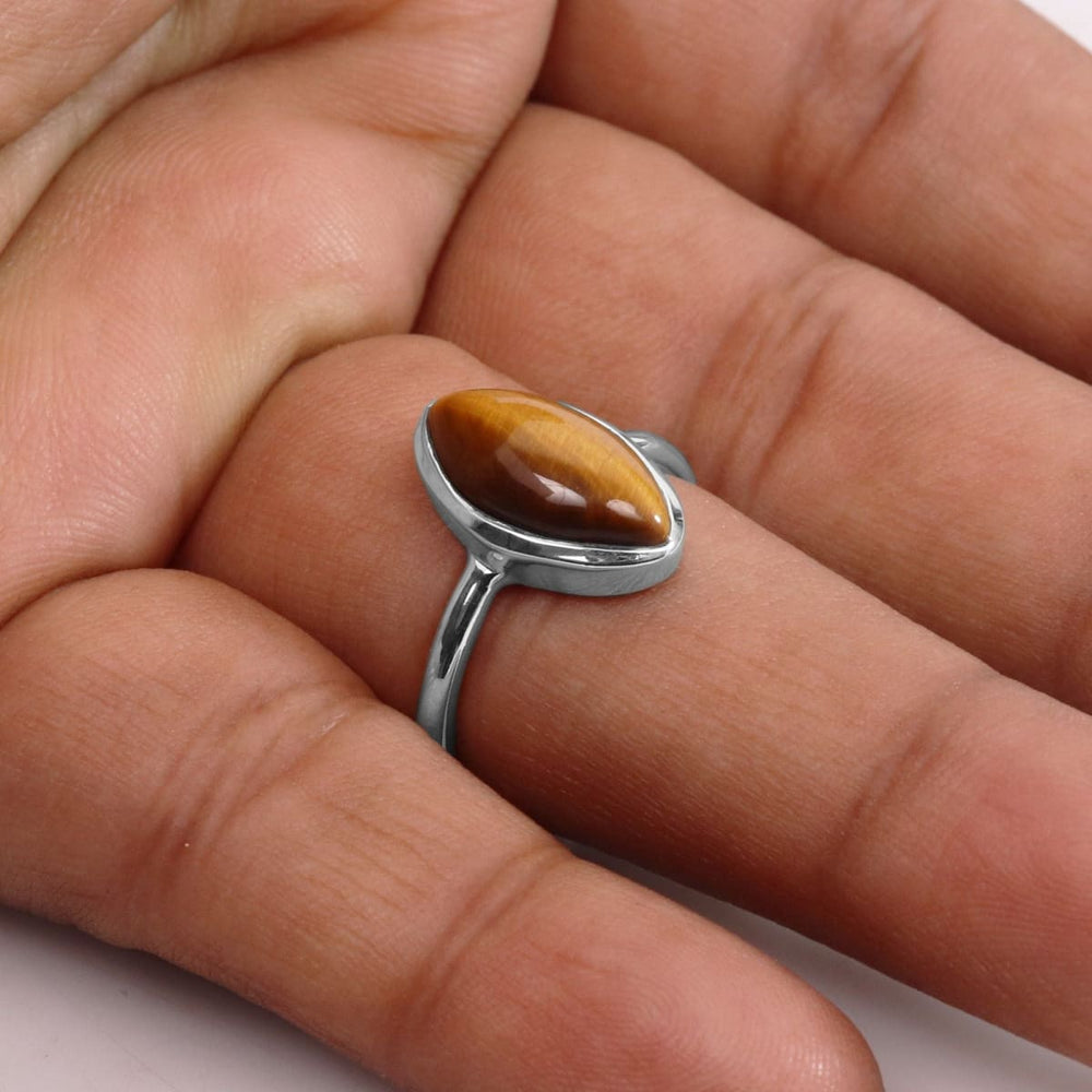 rings Natural Tiger Eye Ring Handmade Sterling Silver Gemstone Gift For Men - by Rajtarang