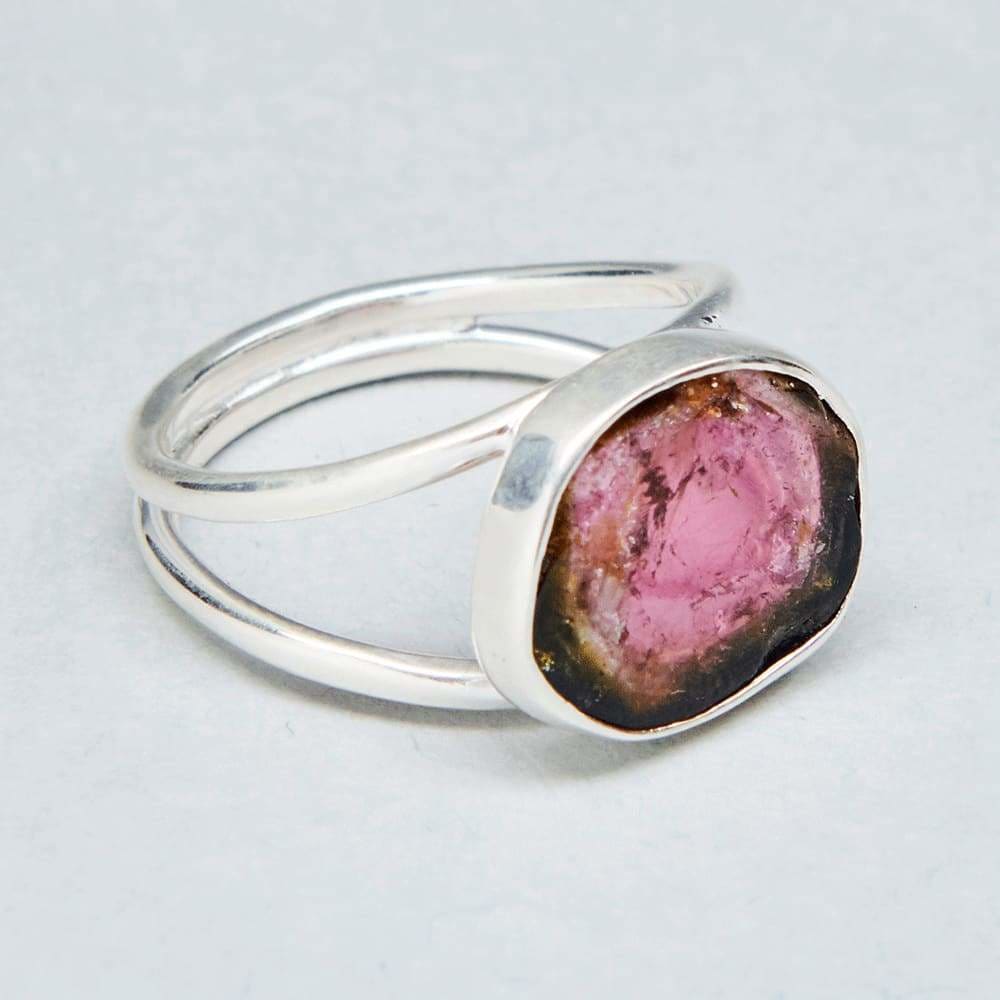 rings Natural Tourmaline Handmade Ring 925 Sterling Silver Watermelon Gift Nickel Free Jewelry - by jaipur art jewels