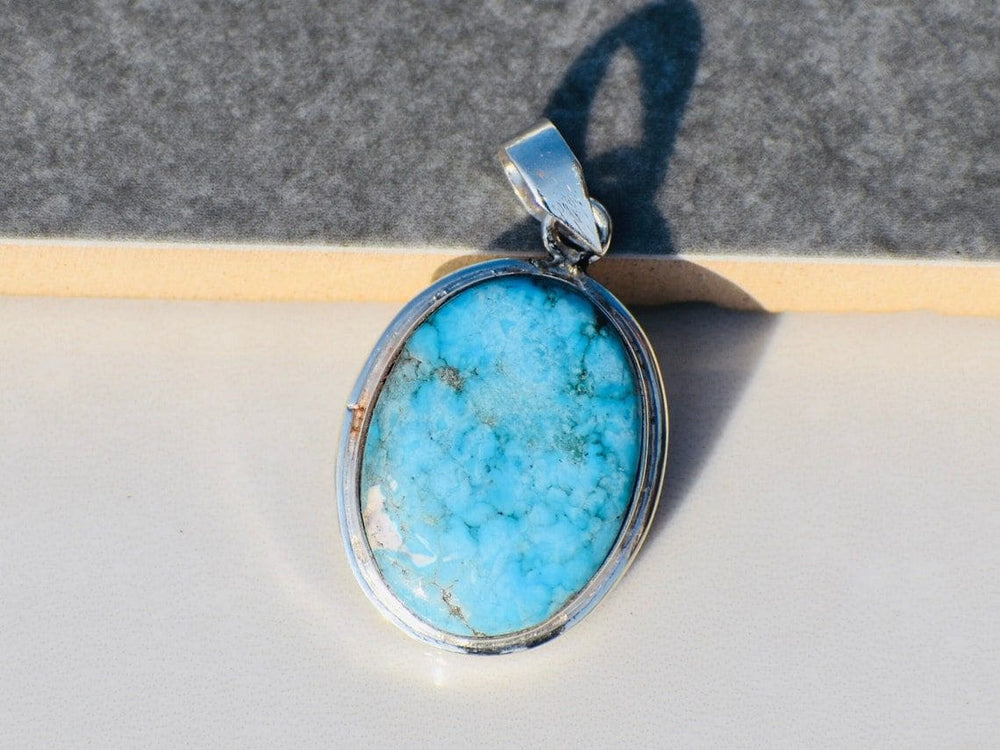 Natural Turquoise Pendant Sterling Silver Handmade Blue Gemstone Stone - By Tanabanacrafts
