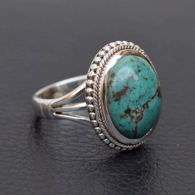 Natural Turquoise Ring Tibet Genuine 925 Sterling Silver Ring-A062 - by Adorable Craft