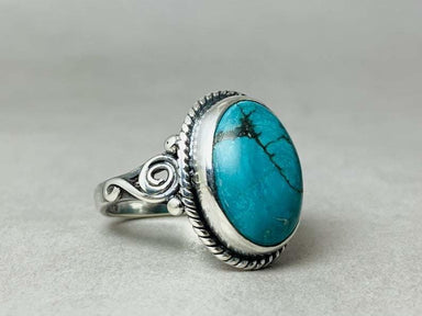 rings Natural Turquoise Ring 925 Sterling Silver Handmade For Women Bohemian Jewelry Everyday - by Heaven