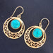 Natural Turquoise round shape dangle earring Gold Plated Hand Crafted Dangle Women Earrings festive wear gift for her - by Vidita Jewels