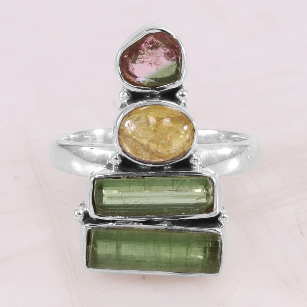 Natural Watermelon Tourmaline 925 Sterling Silver Ring Handmade Multi Color Raw October Birthstone Gift Jewelry - 5 by Rajtarang