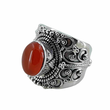 Navya Craft 925 Solid Sterling Silver Handmade Women Ring with Carnelian Stone Sizes 4 to 13 (us) - by Navyacraft