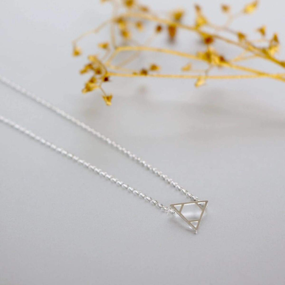 Necklaces Necklace Set Triangle Gold And Rhodium Charm Dipped Minimalist Delicate Gift (SN103/104)