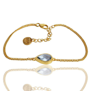 Bracelets November Birthstone Jewelry Natural Sky Blue Topaz Silver Bracelet Gold Vermeil 925 Sterling Hand Adjustable