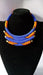 Necklaces One Of A Kind Blue and Orange Maasai Beaded Statement Necklace - by Naruki Crafts