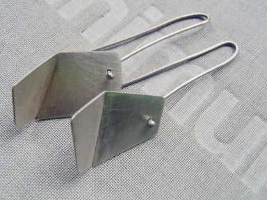 Earrings Origami mismatched hook earrings in brushed or blacked sterling - by dikua