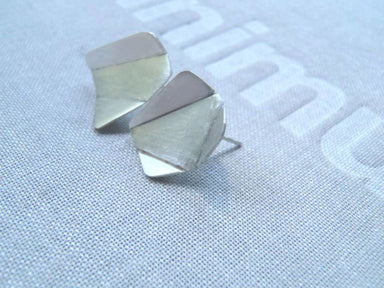 Earrings Origami mismatched stud earrings in brushed or blacked sterling! - by dikua