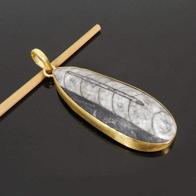 Necklaces Orthoceras Gemstone 925 Silver Gold Plated Bezel Set Pendant Jewelry