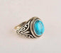 Mens Handmade Ring Turkish Silver Men Ottoman Turquoise Gift for Him 925k Sterling - by InishaCreation