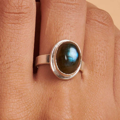 Rings Oval Cab Blue Labradorite Gemstone 925 Sterling Silver Ring Fashion Handmade Jewelry Gift - by NativeFineJewelry