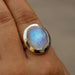 Oval Cab Blue Rainbow Moonstone Gemstone 925 Sterling silver Ring 22K Yellow Gold Filled Rose