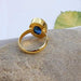 Oval Cab Blue Iolite Gemstone 925 silver Ring Sterling Silver 22K Yellow Gold Filled Rose