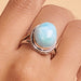 Rings Oval Cab Dominican Larimar 925 Sterling Silver 18K Yellow Gold Rose Filled Ring Handmade in India Gift Jewelry Gemstone ring - by 