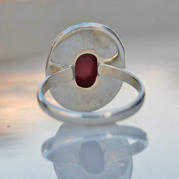 Oval Cab Red Coral Gemstone 925 Sterling silver Ring 22K Yellow Gold Filled Rose