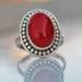 Oval Cab Red Coral Gemstone 925 Sterling silver Ring 22K Yellow Gold Filled Rose
