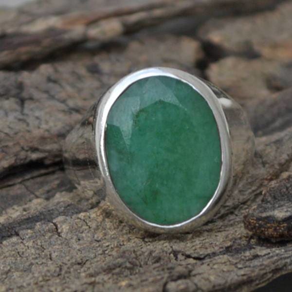 Rings Oval Faceted Emerald Ring May Birthstone Gift 925 Sterling Silver Men’s