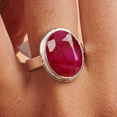 Rings Oval Faceted Raw Red Ruby Gemstone 925 Sterling Silver Ring Fashion Handmade Jewelry Gift - by NativeFineJewelry