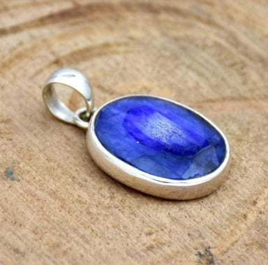 pendants Oval Indian Sapphire 925 Sterling Silver Pendant Handmade Jewelry,Anniversary Gift - by InishaCreation