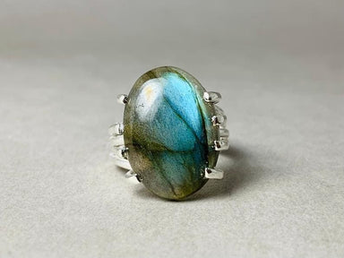 Oval Labradorite Ring 925 Sterling Silver Jewelry Gemstone Rings Stone Gift Statement - by Heaven