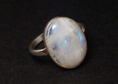 Oval Moonstone Ring 925 Silver Statement Birthstone Dainty Everyday Simple Yoga Gift