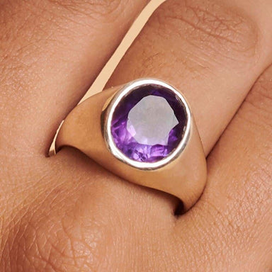 rings Oval Cut Purple Amethyst Gemstone 925 Sterling Silver Ring Fashion Handmade Jewelry Gift Nickel Free - by NativeFineJewelry