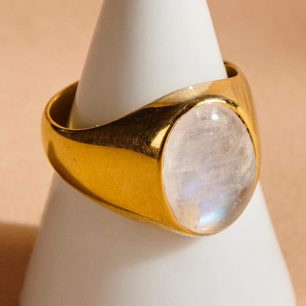 Rings Oval Rainbow Moonstone 925 Sterling Silver 18K Yellow Gold Rose Filled Ring Handmade in India Gift Jewelry Gemstone ring - by Subham 