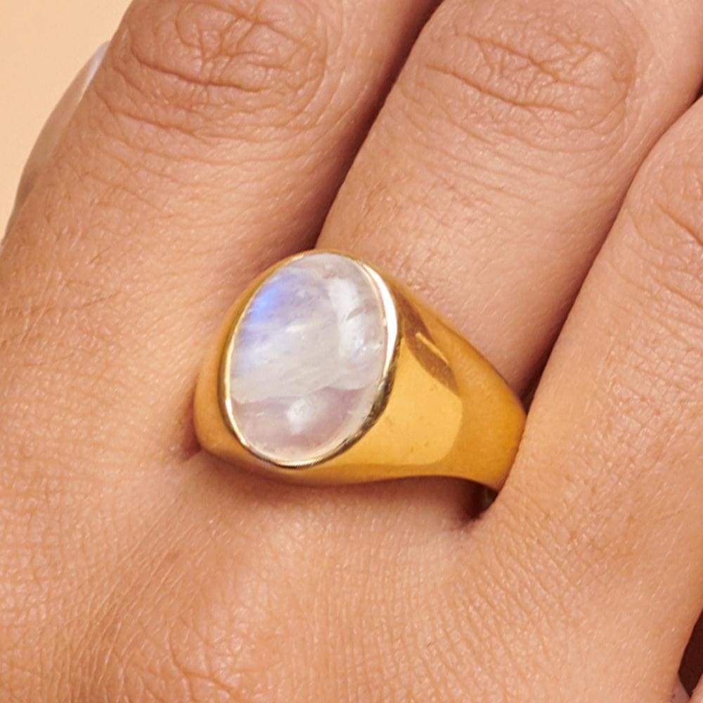 Rings Oval Rainbow Moonstone 925 Sterling Silver 18K Yellow Gold Rose Filled Ring Handmade in India Gift Jewelry Gemstone ring - by Subham 